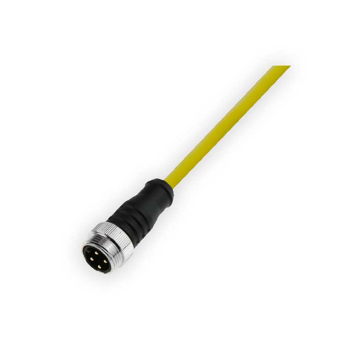 7/8”4Pin、公头直型、单端预铸PVC非柔性电缆、黄色护套、0PI123-XXX