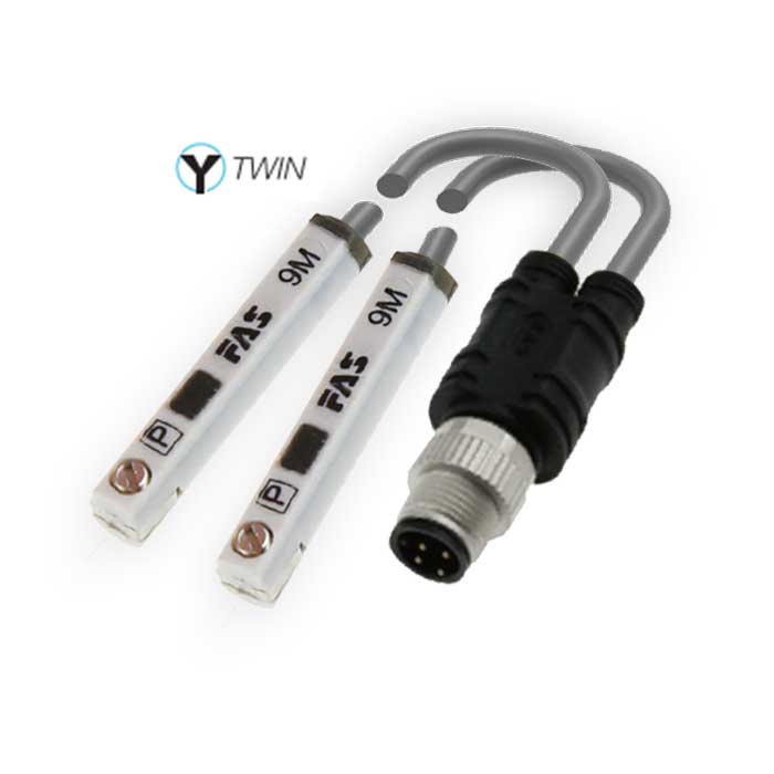 PNP常开、Y-Twin®、可在SMC C型槽（圆槽）固定， 带M12公头直型 (4针)、4SC121-xxx