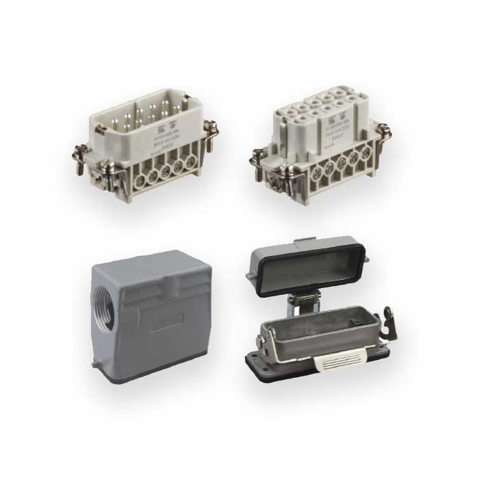 HA series 10 circuits 400V,10A、Shrapnel crimping、Open hole with cover side outlet、09110005120