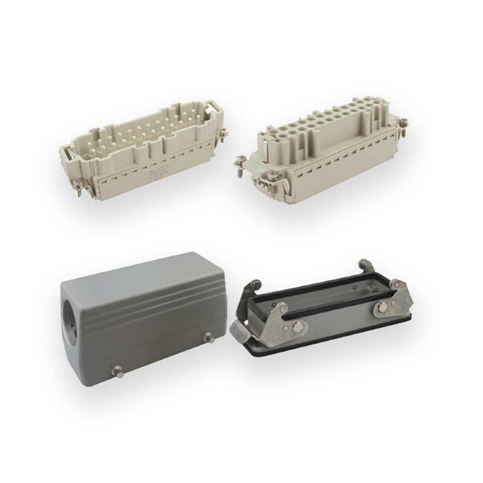HE series 24 circuits 500V,16A、Shrapnel crimping、Open hole side exit、09124101125
