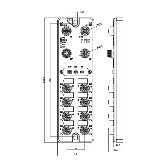 M12 interface, Profinet protocol, 16xDI, PNP，Remote module, 001C11