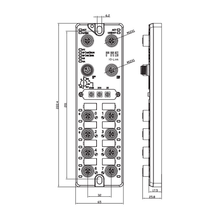 Support multi-protocol master stations, IO-Link Master, 8 port, Class A, 007B11