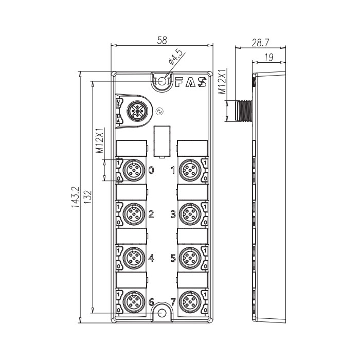 M12 interface、IO-Link Hub、NPN、16DI/DO adaptive module、00B954