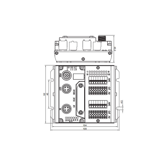 EtherCAT protocol, IP20, 16 DI/DO , NPN, adaptive, Terminal type, Remote module, 009E11