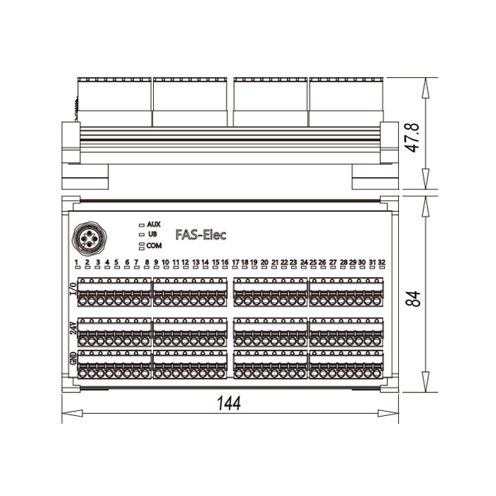 IP20、IO-Link Hub、PNP、32DI、端子式模块、00BH13