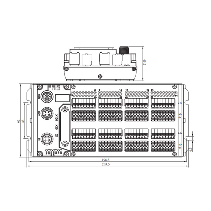 Multi-protocol module, IP20, 64 DI/DO, NPN, adaptive, Terminal type, Remote module, 009B71