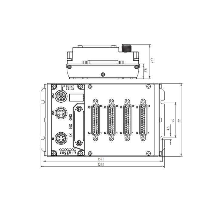 EtherCAT protocol, IP20, 64 DI/DO, NPN, adaptive, D-Sub interfaces, Remote module, 009E91