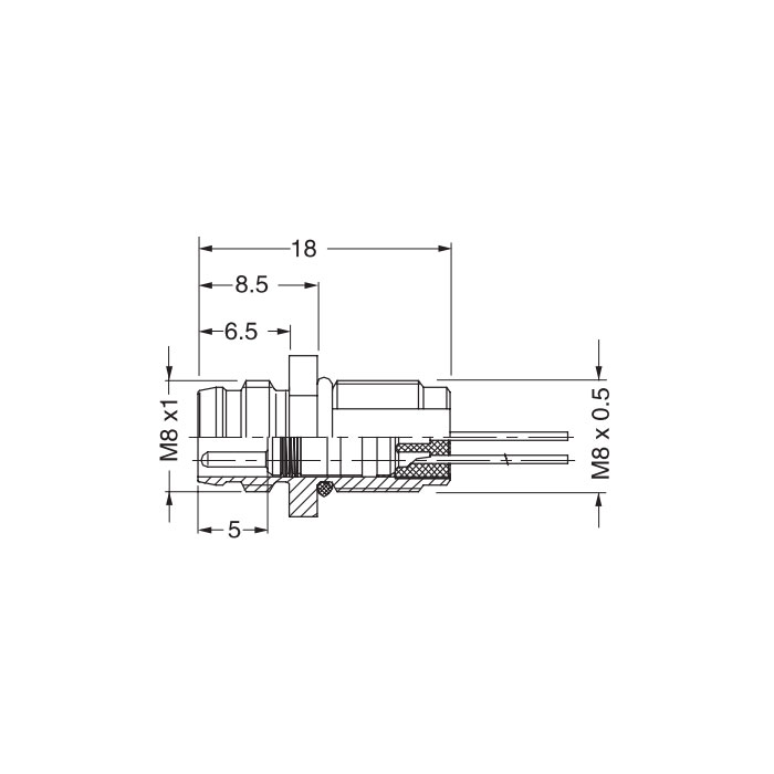 M8 4 Pin、Male flange socket、Front mount、63SA61-XXX