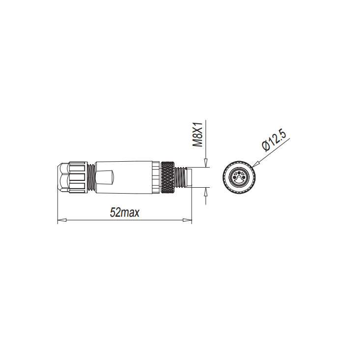 M8 3Pin、公头直型、直插式连接、63F341