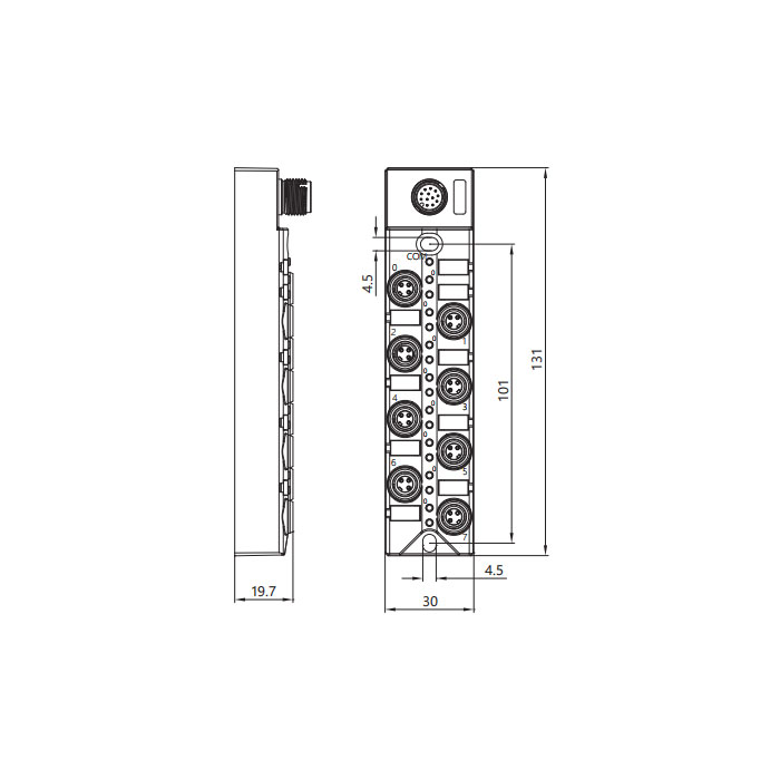 M8分线盒、单通道、NPN、8端口分体式、带LED、M12集成接口基座、23N8S1