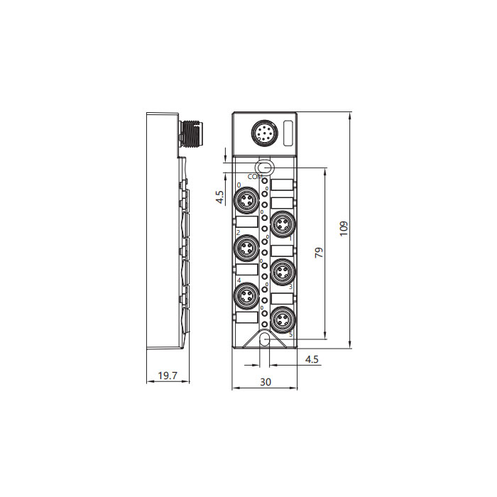 M8分线盒、单通道、NPN、6端口分体式、带LED、M12集成接口基座、23N6S1