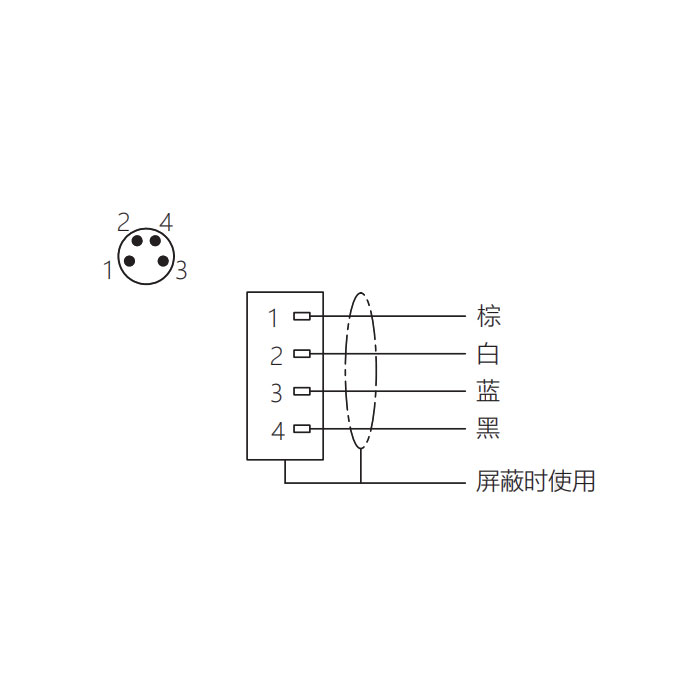 M8 4Pin、公头直型、法兰插头、板前安装、63SA61-XXX