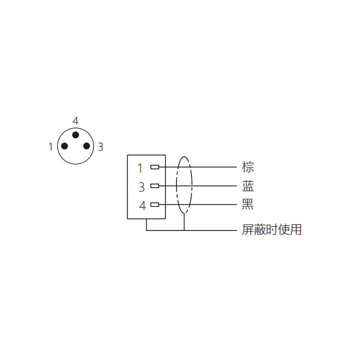 M8 3Pin、公头直型、单端预铸PUR柔性电缆、黑色护套、63S001-XXX