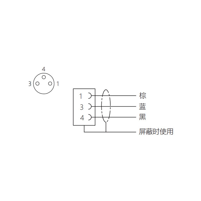 M8 3Pin、母头直型、单端预铸PUR柔性电缆、黑色护套、63S021-XXX