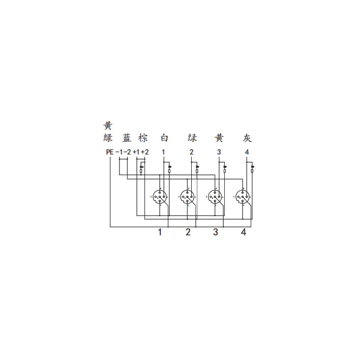 M12分线盒、单通道、NPN、4端口分体式、带LED、PCB端子、24N409