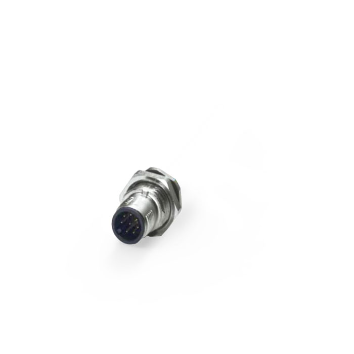 M12 8Pin、公头直型、法兰插头、板后安装、适用于现场焊接安装、64SC41H