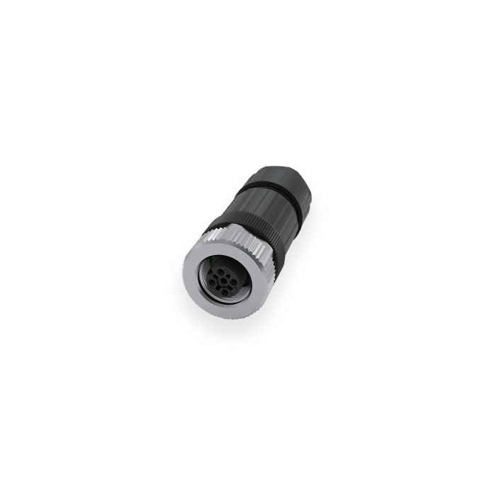 M12 4Pin、母头直型、螺钉连接、64F021