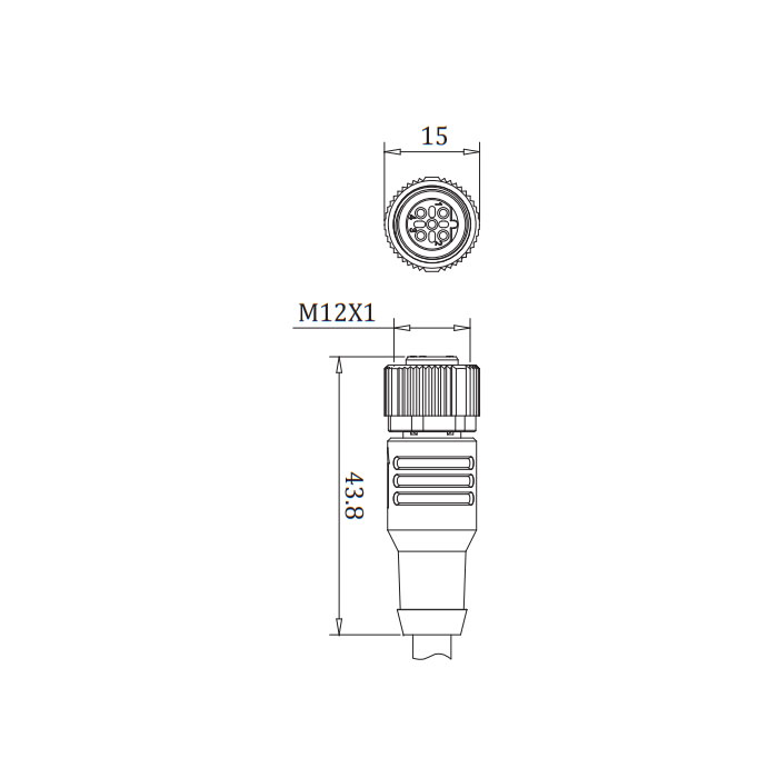 M12 5Pin 母头直型、B-coded、单端预铸PVC非柔性电缆、带屏蔽、紫色护套、0C4003-XXX