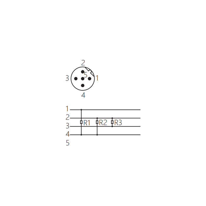 M12 5Pin、B-coded、Straight male、Profibus Bus terminating resistor、0C4R11