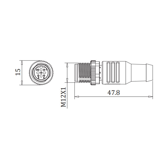 M12 5Pin、B-coded、Straight male、Profibus Bus terminating resistor、0C4R11