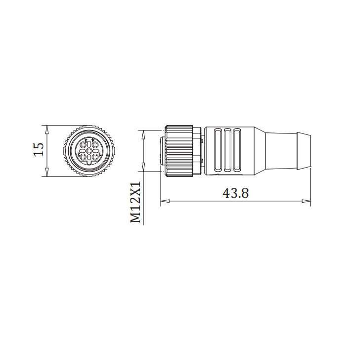 M12 5Pin、B-coded、Straight type female、Profibus Bus terminating resistor、0C4R13