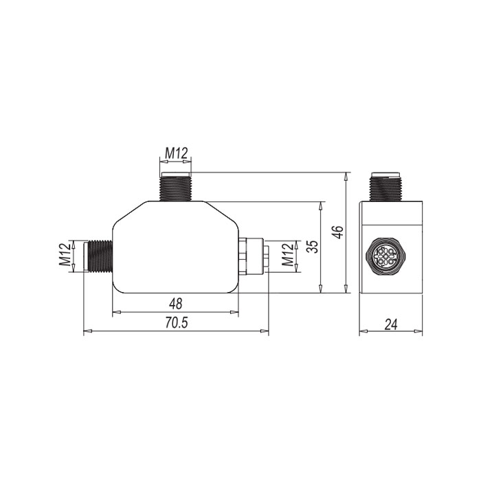 M12 5 Pin female/2M12 5 Pin male  、​B-coded 、T-connector、0C5555