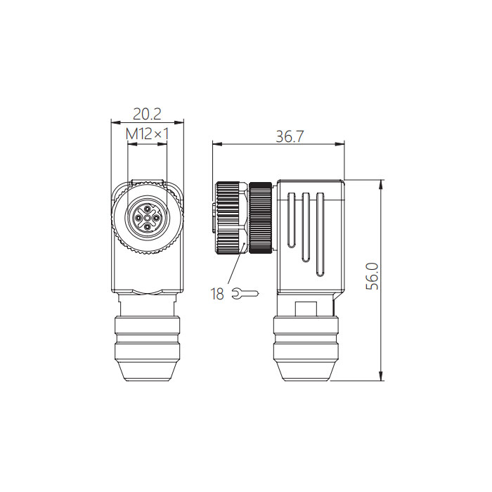 M12 5Pin B coded Female 90 Screw Connection Metal Shielding 0CF061 en M12 5pin b coded female 90 screw connection metal shielding 0cf061 en