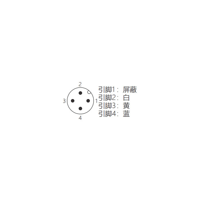 M12 4Pin、公头直型、单端预铸PUR柔性电缆、带屏蔽、红色护套、0C4261-XXX