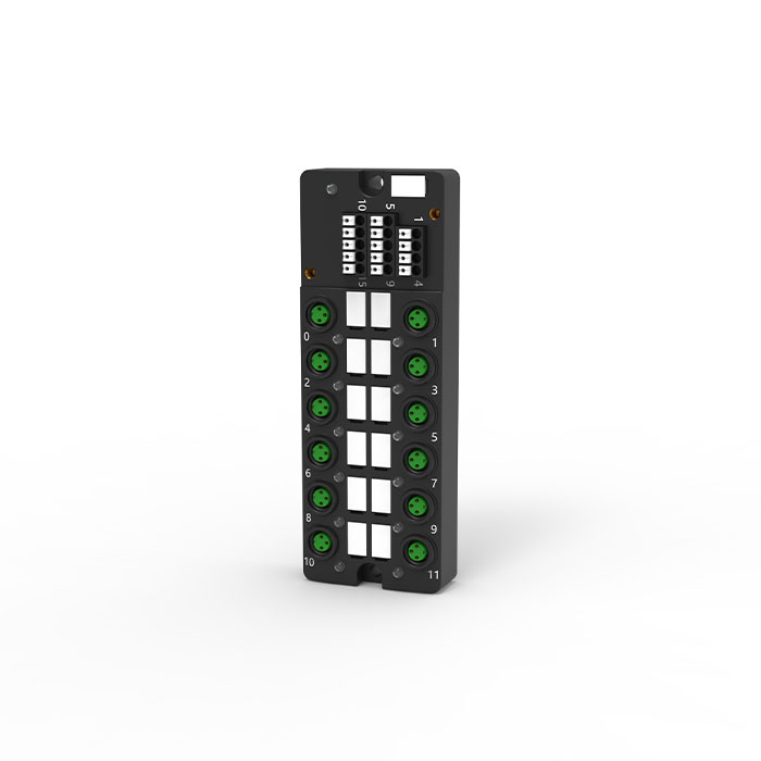 M8分线盒、单通道、NPN、12端口分体式、带LED 、带顶盖和电缆 、23NT12