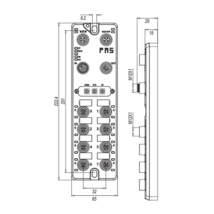Support Profibus-DP master、8 ports、IO-Link Master、M12 interface、4×IO-Link & 8× DI / DO, 16× DI / DO configurable 、PNP、Remote module、 003B31