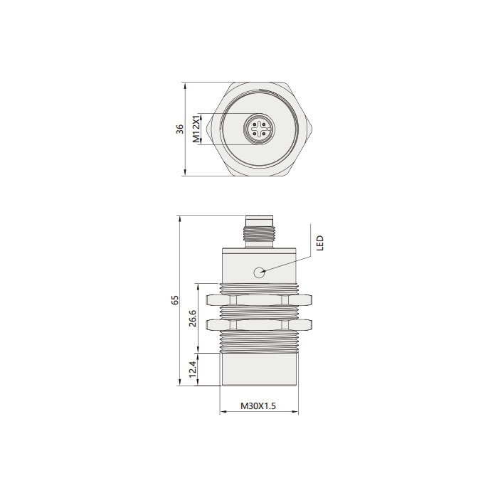 IO-Link Hub、RFID、Ø 30 x 65 mm、Readable and writable data carrier、FIS108