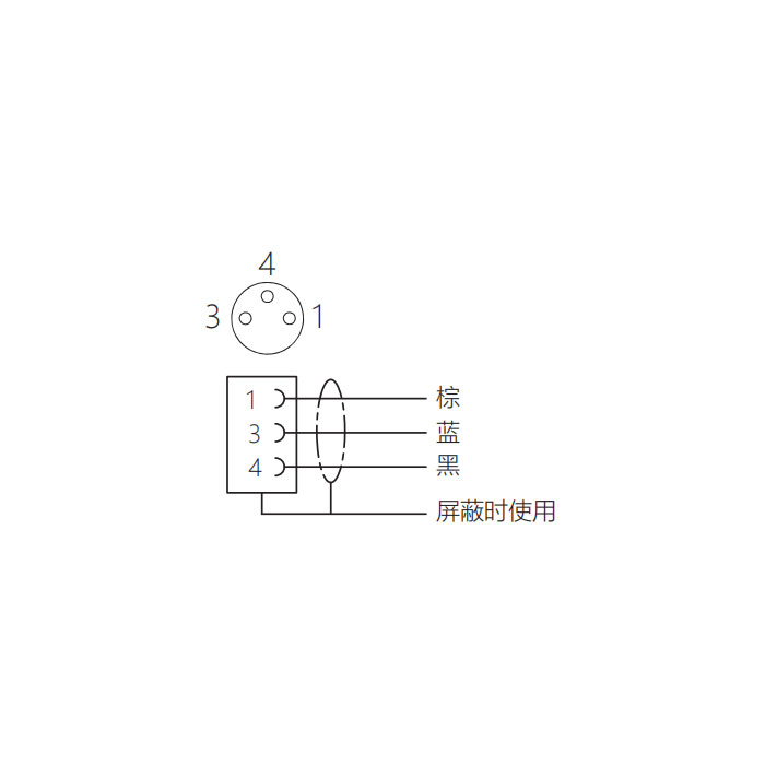 M8 3Pin、母头直型、耐高温120℃、单端预铸PUR柔性电缆、黑色护套、63H001-XXX