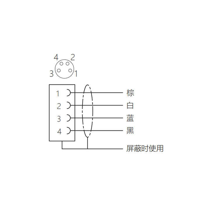 M8 4Pin、母头直型、单端预铸电缆、防焊渣PUR材质、橙色护套、63T041-XXX