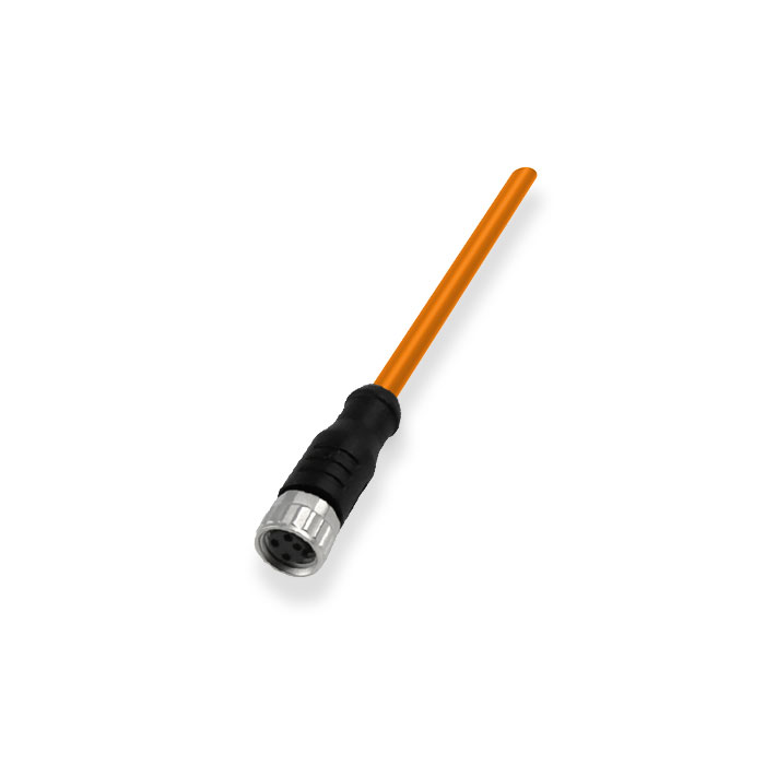 M8 4Pin、母头直型、单端预铸电缆、防焊渣PUR材质、橙色护套、63T041-XXX