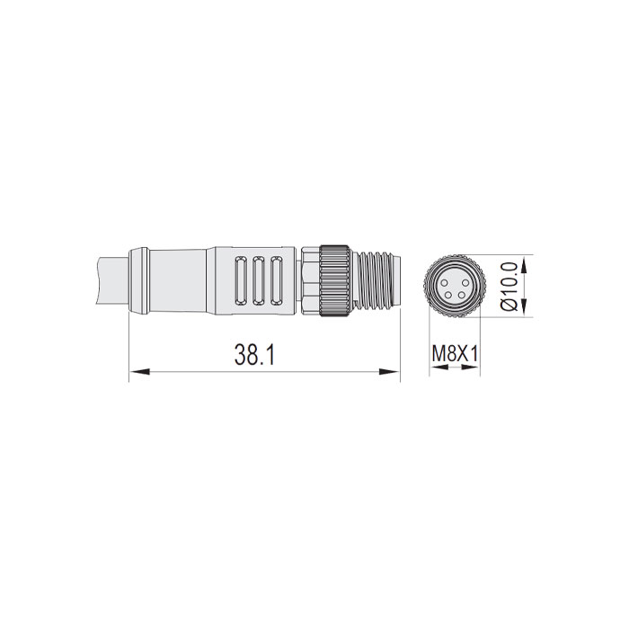 M8 4Pin、公头直型、单端预铸电缆、防焊渣PUR材质、橙色护套、63T561-XXX