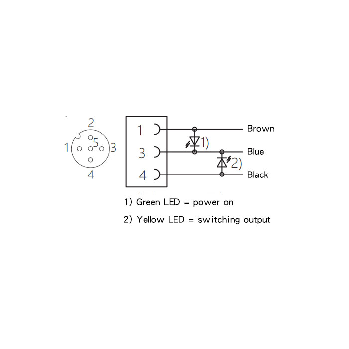 M12 3Pin、Female straight、With LED light、Single ended precast cable、Welding slag resistant PUR material、Orange sheath、64T033-XXX