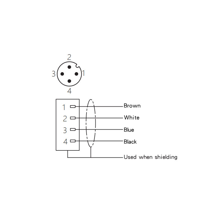 M12 4Pin、Male straight、Single ended precast cable、Welding slag resistant PUR material、Yellow sheath、64T051-XXX