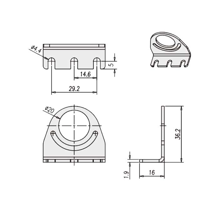  灯具支架组套、调整范围+/- 90°、适用外径40mm、ACC401