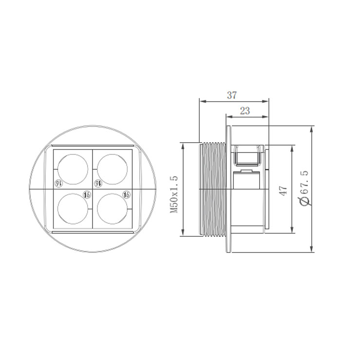 KBL电缆引入系统、螺纹规格M50x1.5、螺纹长14mm、KBL-QVT50/4、  047502