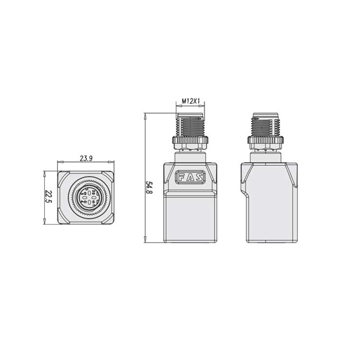 M12 4Pin D-coded 公头直型转RJ45直角型、0C4ES3