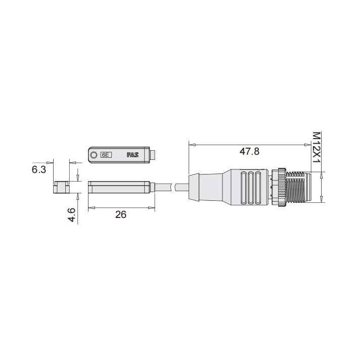  二线制、PLC模组PNP、可在AirTAC T型槽固定,带M12插头的电缆(3针)、6AE103-XXX  