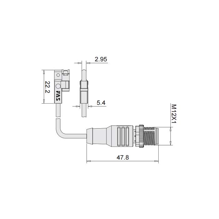 PNP常开、可在Festo C型槽固定,带M12插头的电缆(3针)、4FC281-XXX  