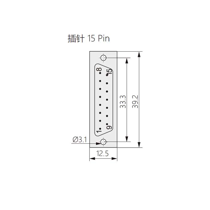 D-SUB 15 Pin 连接器、公头、焊接式、屏蔽、180°出线、FMK2G-215-MS、900015