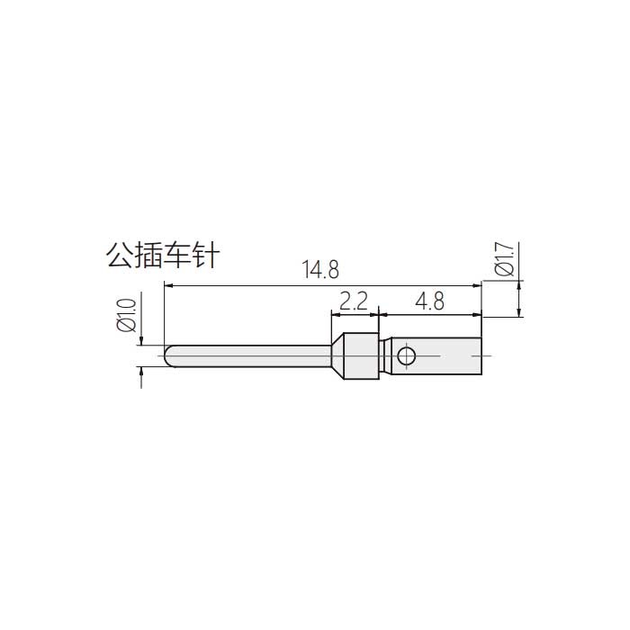 公插针、5A、镀金冷压针、线径0.25-0.56mm²、DAM-33、09670008576