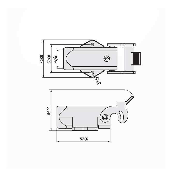 Lower shell、Surface mount (side exit type)、H3A-AGSV-M20、19200030220