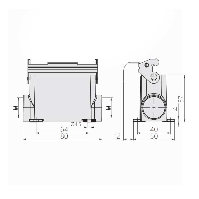 Lower shell、Surface mount、H16A-SGR-2M25、19200160291