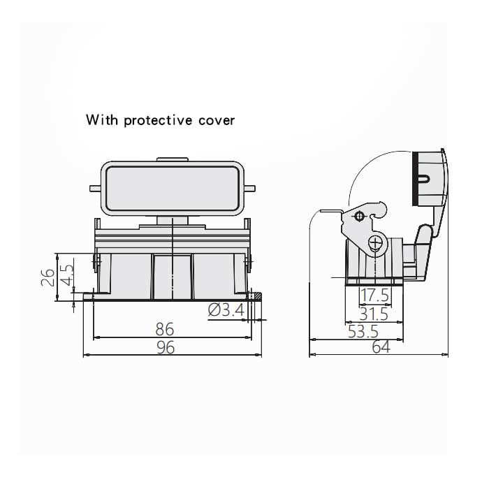 Lower shell、Open hole installation (with cover)、H16A-AD、09200160321