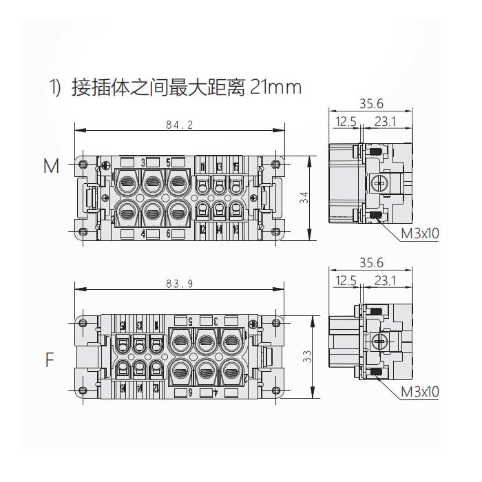 母芯件、螺钉压接、适配H16B外壳、HWK-6/6-F、09380123101