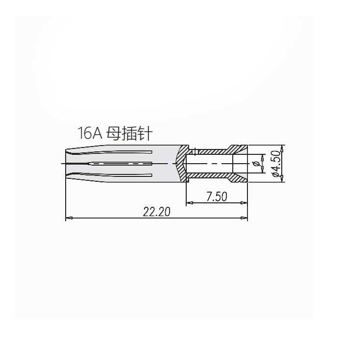 16A镀银、冷压针、母插针、线径4.0mm²、CEF-4.0、09330006207