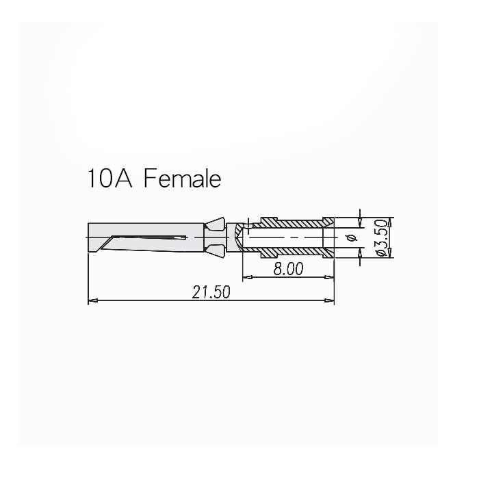 10A gold plated cold press pin、Female、Wire diameter  0.14-0.37mm²、DDF-0.37、09150006224
